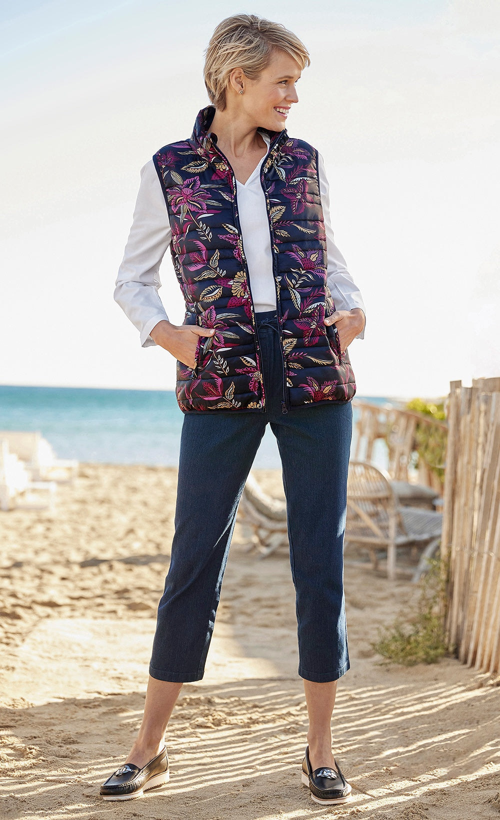Veste matelassée sans manches Imprimé - Marine - Orika