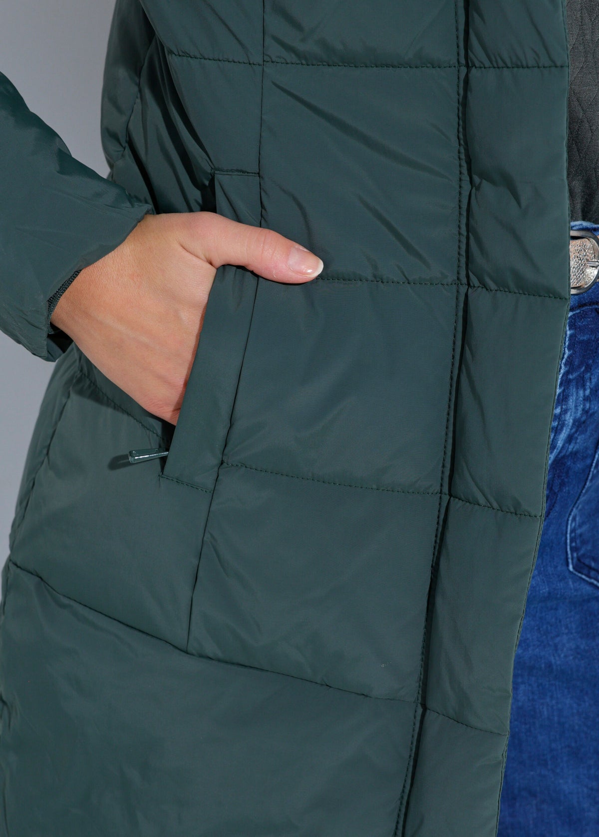 Doudoune longue avec capuche fourrure - Vert - Orika