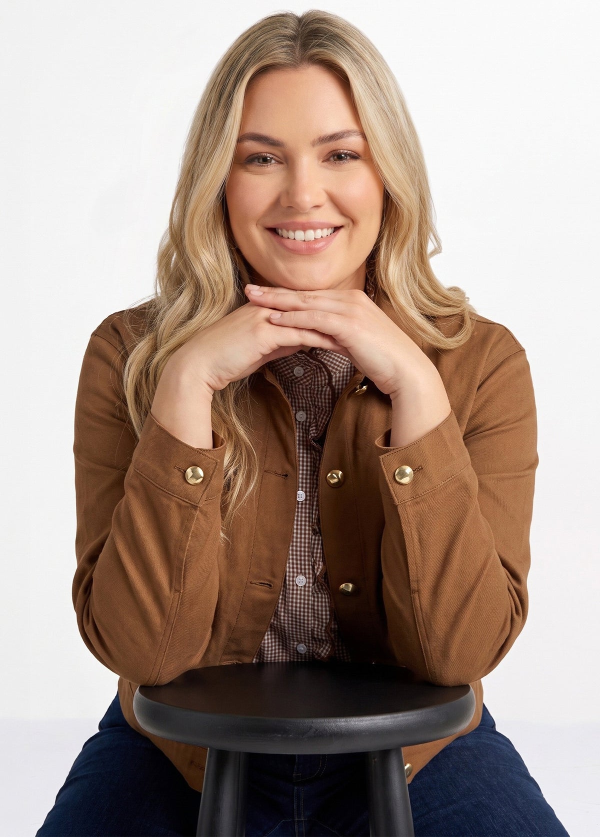 Veste courte en twill style paletot - Marron - Orika