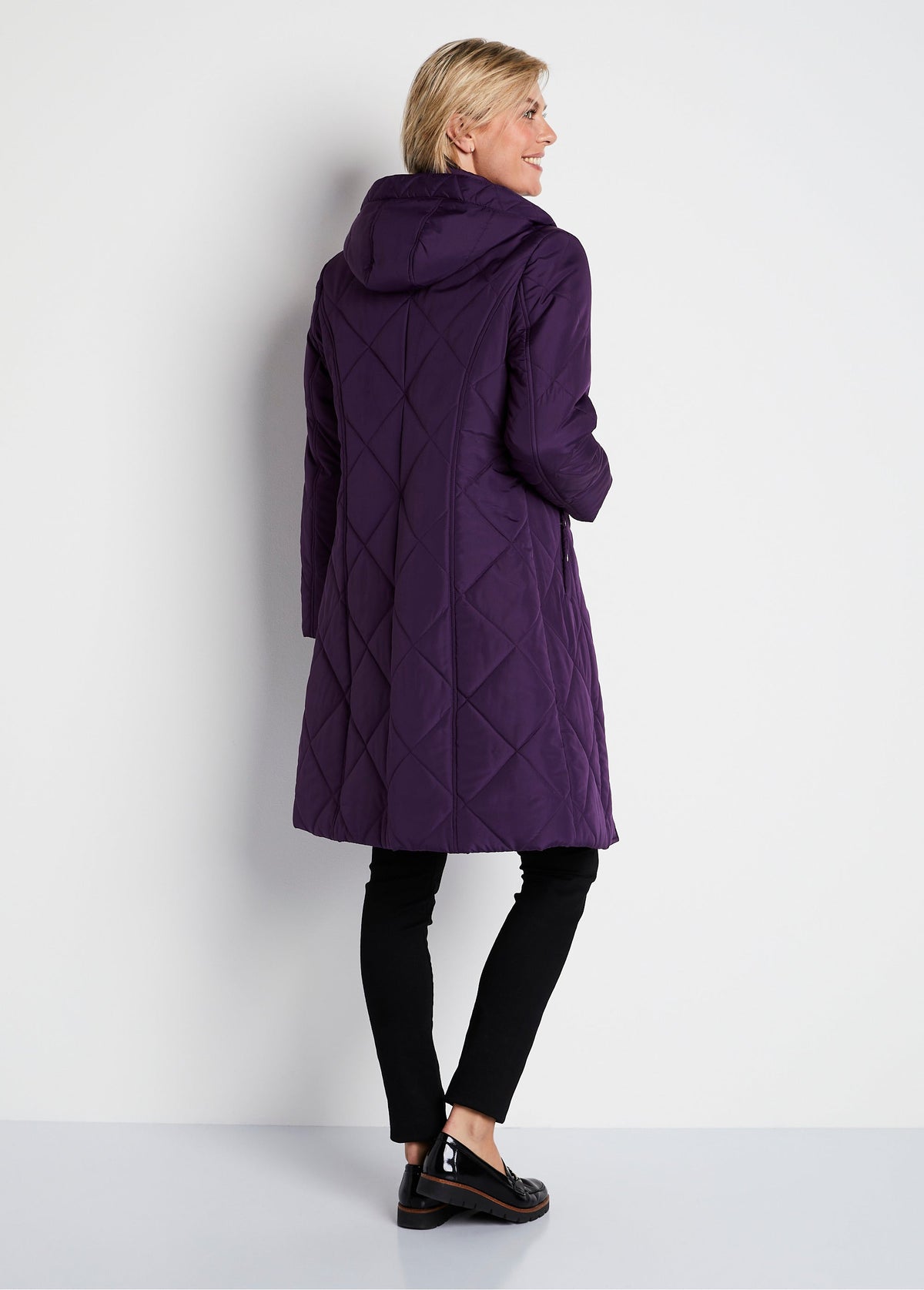 Manteau hiver long matelassé à capuche - Quetsche - Orika