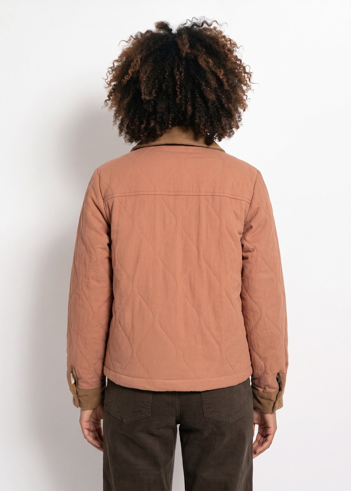 Veste matelassée courte détails velours - Camel - Orika