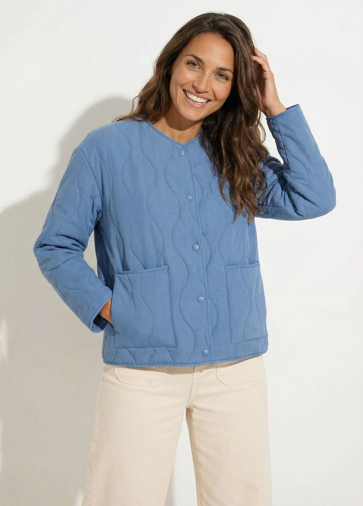 Veste matelassée zippée sans col - Bleu - Orika