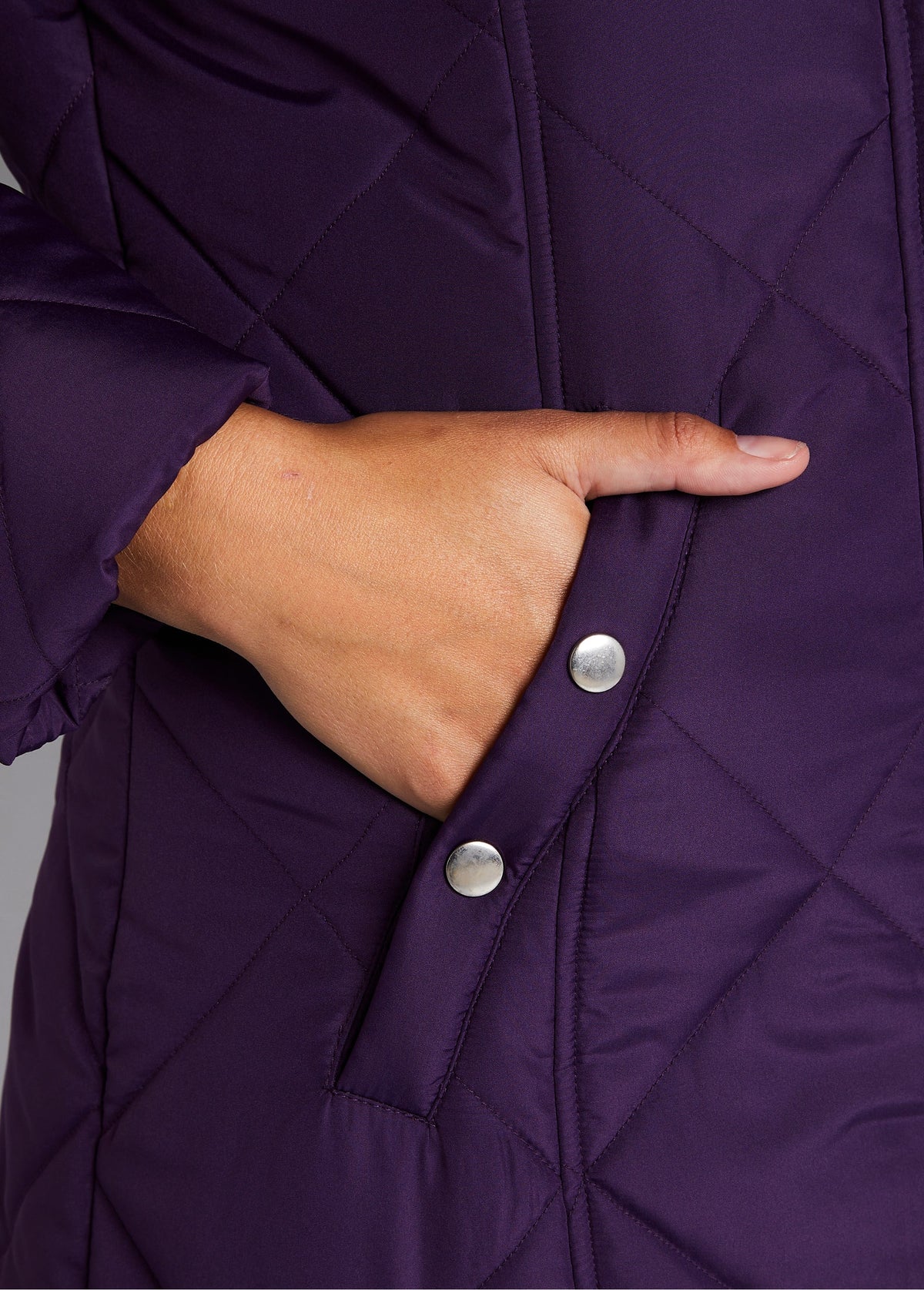Manteau hiver long matelassé à capuche - Quetsche - Orika