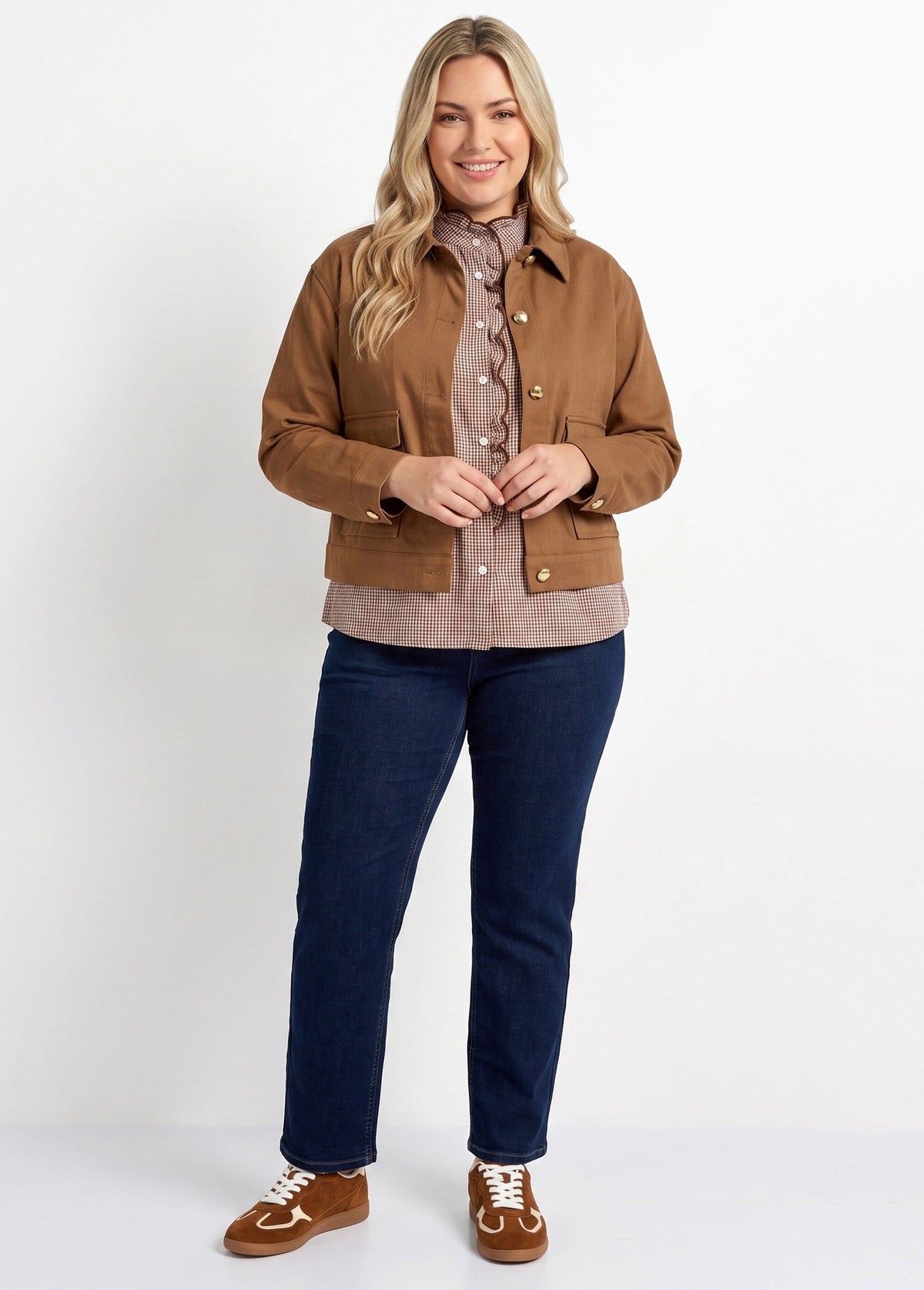 Veste courte en twill style paletot - Marron - Orika