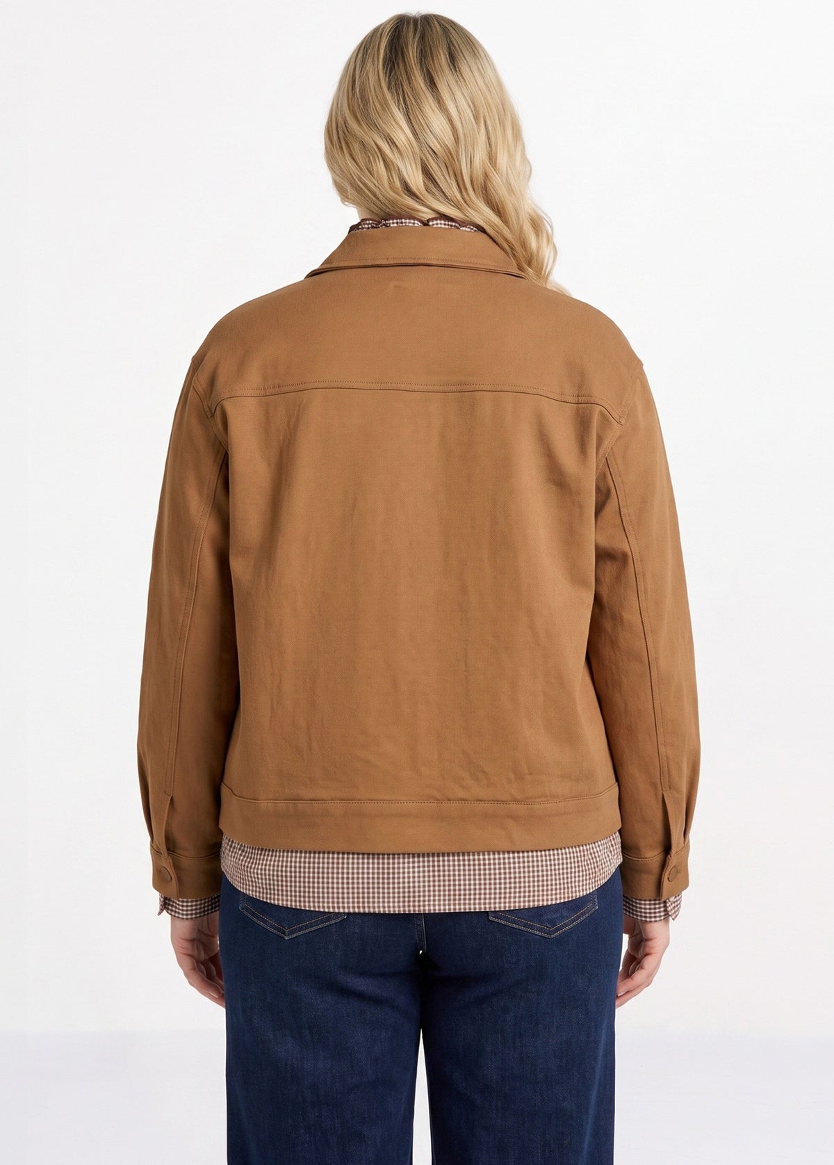 Veste courte en twill style paletot - Marron - Orika