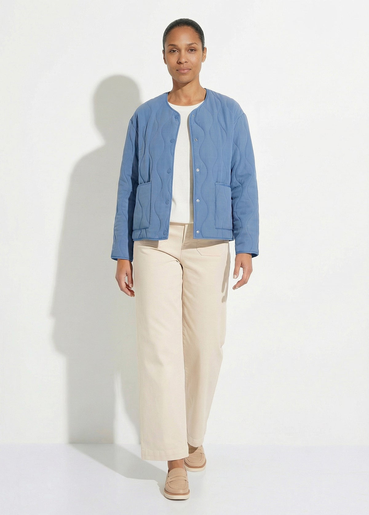 Veste matelassée zippée sans col - Bleu - Orika