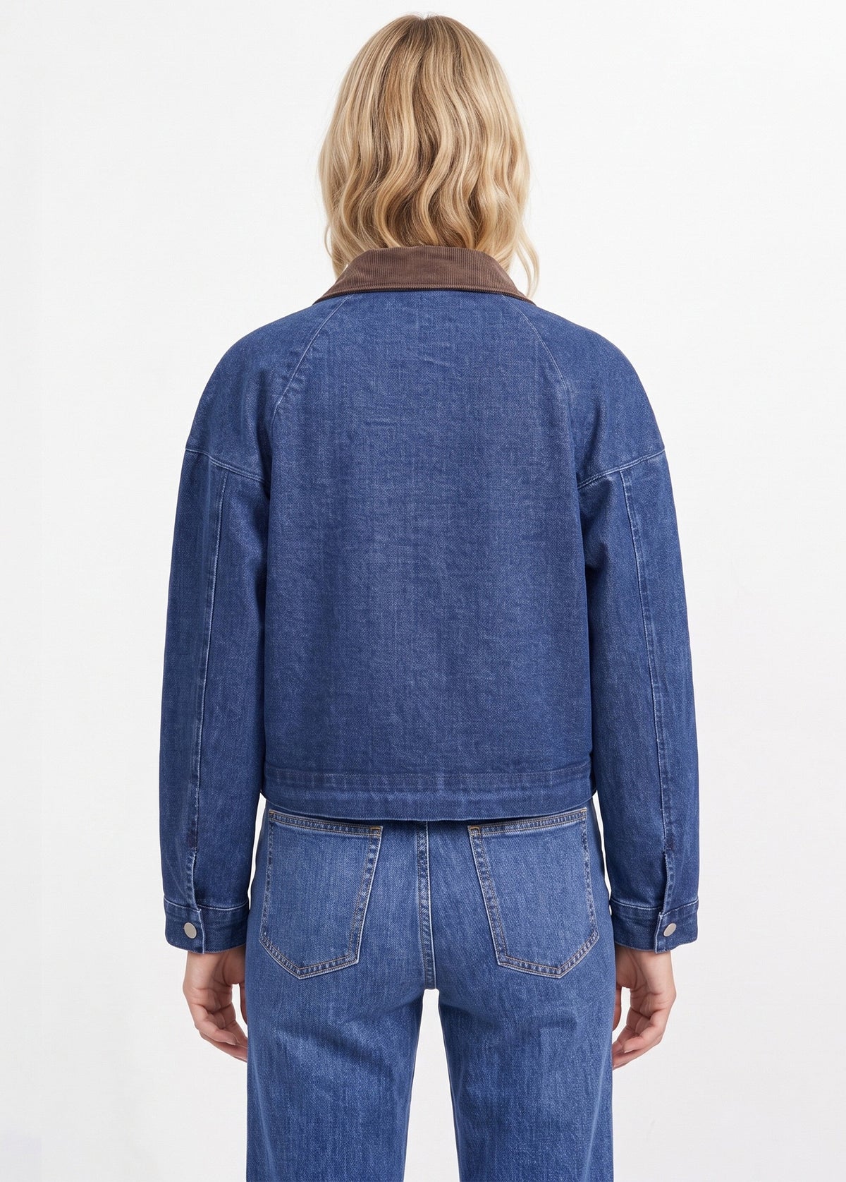 Veste en denim avec col en velours - Bleu - Orika