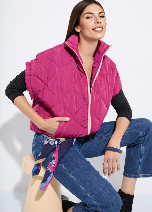 Doudoune sans manches mate zip fluo - Prune - Orika