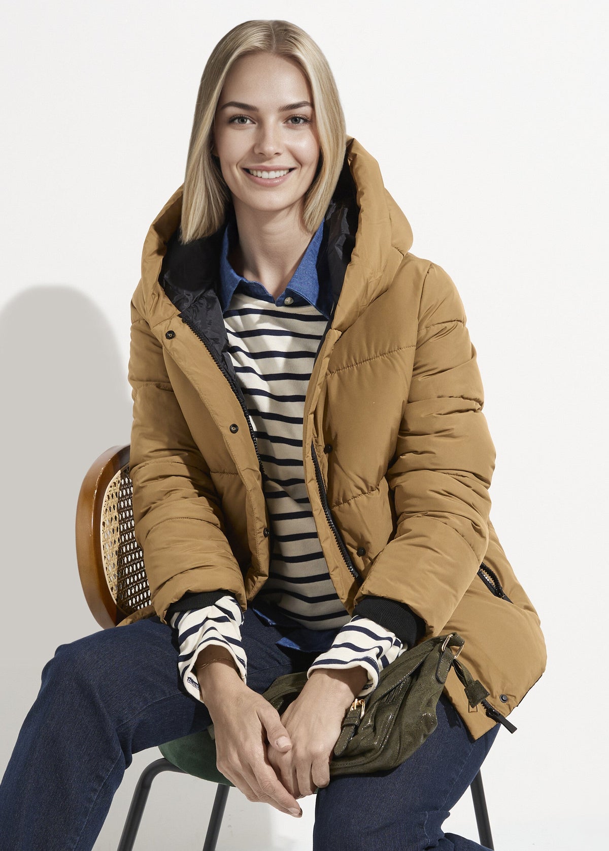 Doudoune courte matelassée à capuche - Camel - Orika