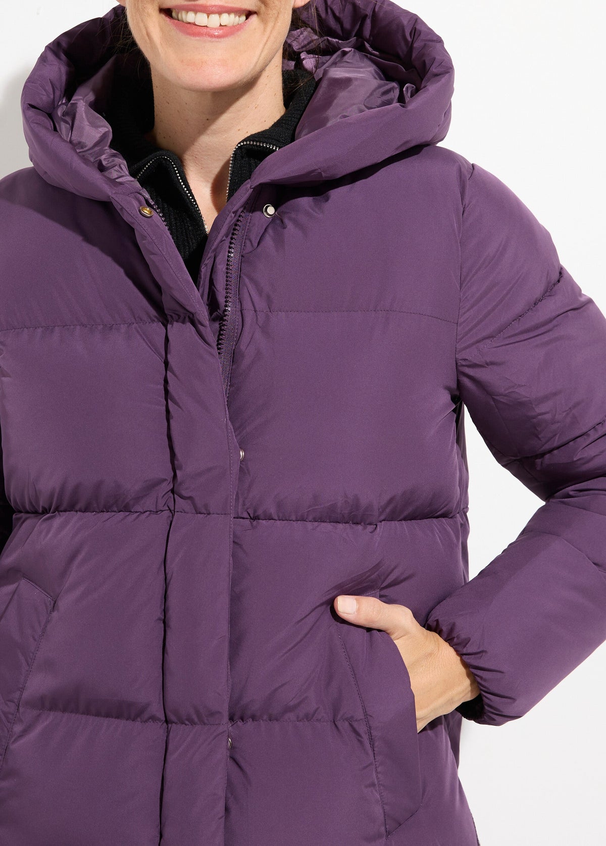 Doudoune extra longue chaude à capuche - Violet - Orika
