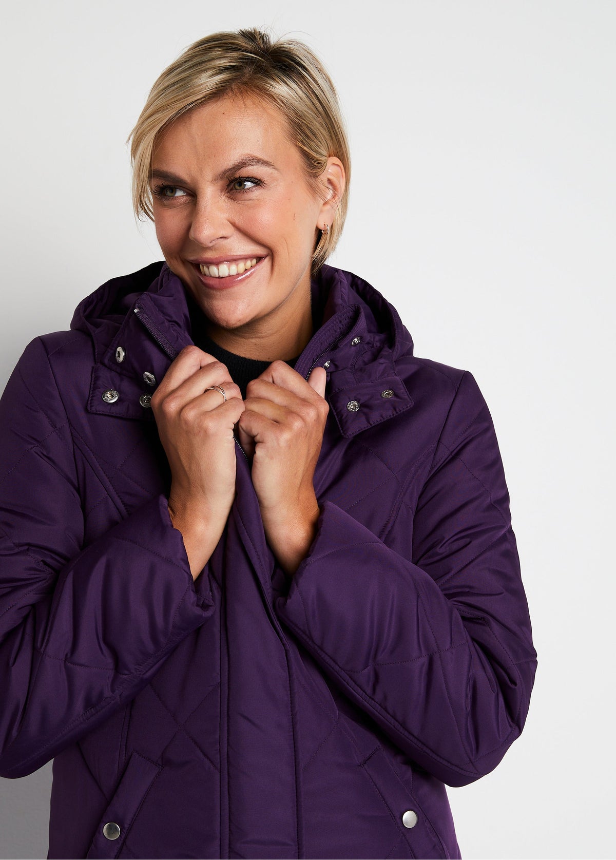 Manteau hiver long matelassé à capuche - Quetsche - Orika