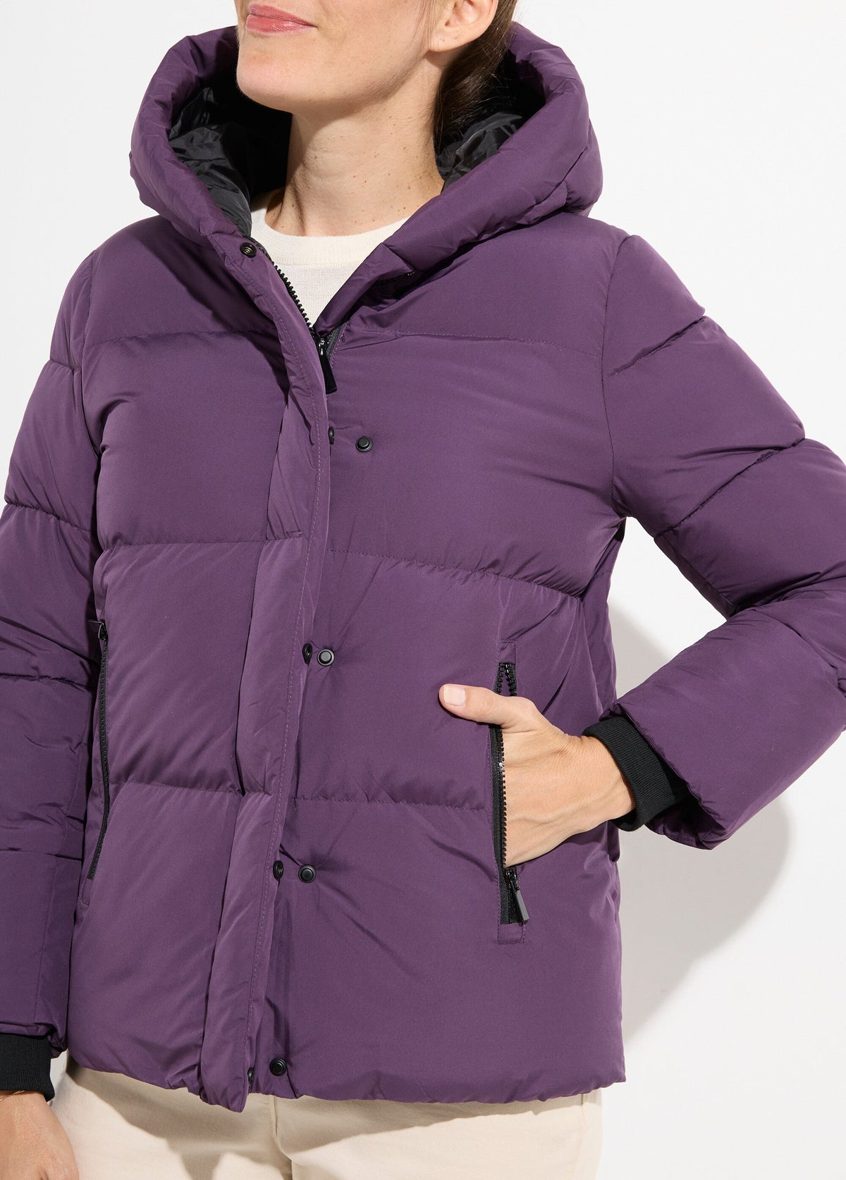 Doudoune courte matelassée à capuche - Violet - Orika