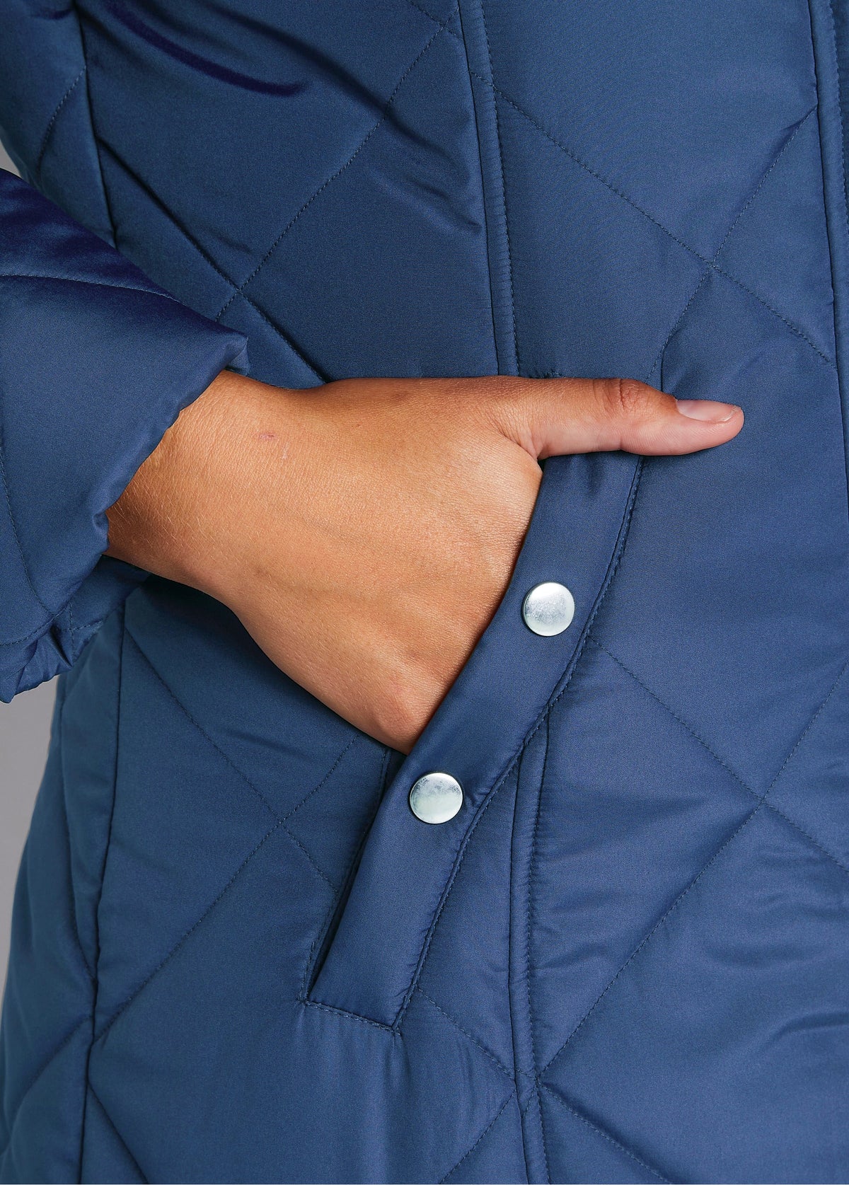 Manteau hiver long matelassé à capuche - Bleu - Orika