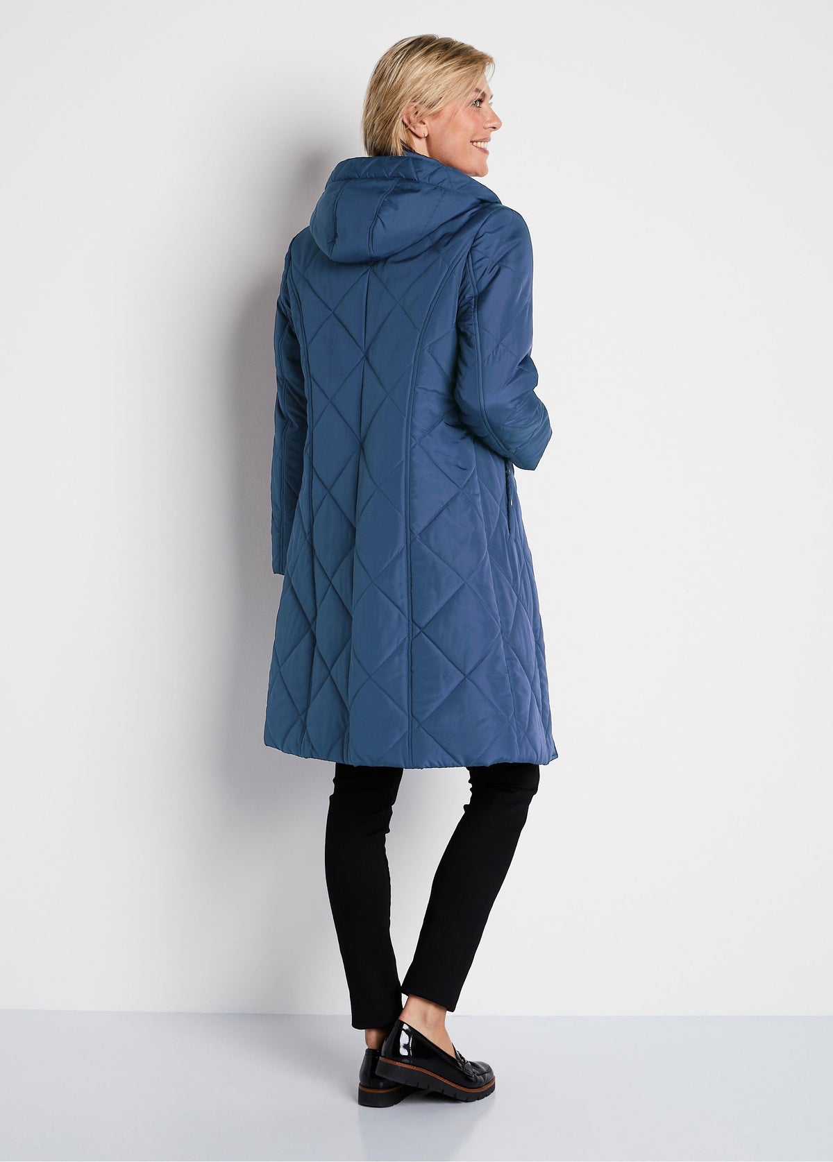 Manteau hiver long matelassé à capuche - Bleu - Orika