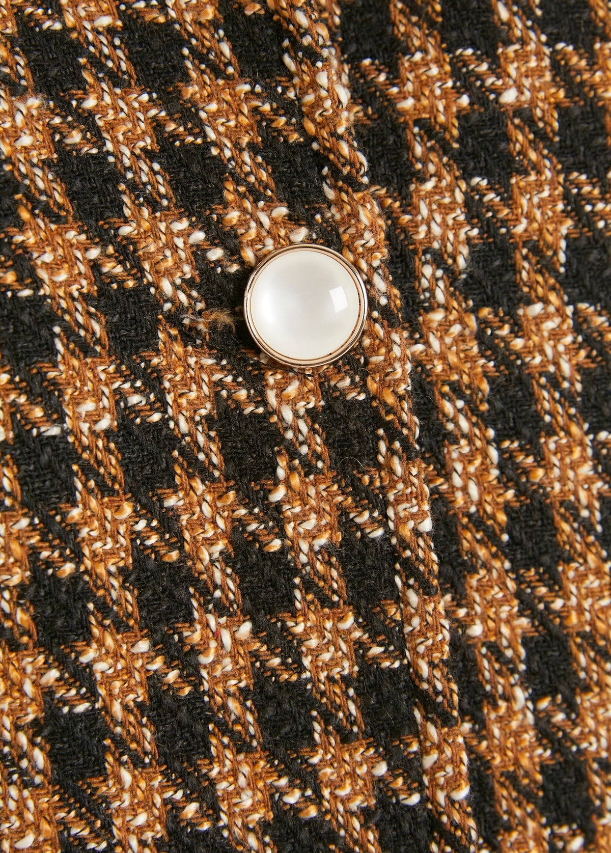 Veste boutonnée courte jacquard pied de coq Camel - Noir - Orika