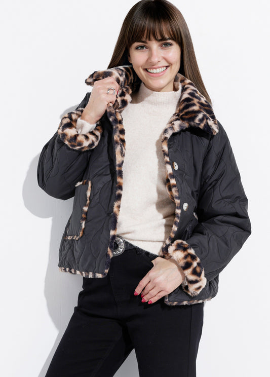 Veste matelassée réversible léopard - Noir/Léopard - Orika